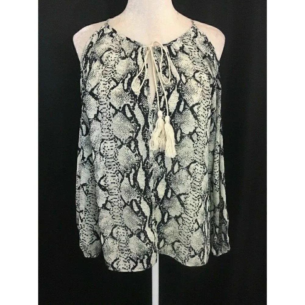 Ark & Co Snake Print Black Long Sleeve tank top